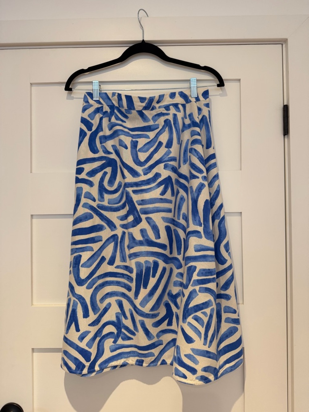 Blue & Cream Abstract A-Line Skirt